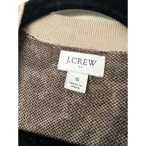 J Crew Sz S Leopard Print Open Front Cardigan Cotton Neutral Pockets Tan/Blk - Picture 3 of 8